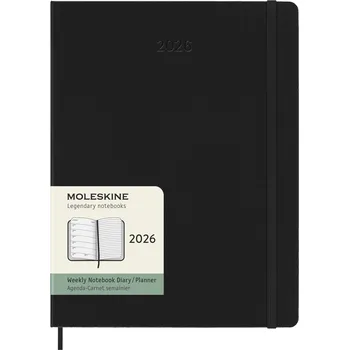 Diář Moleskine, Týdenní diář Moleskine 2026 12M XL, černý, v pevné vazbě - Formadore