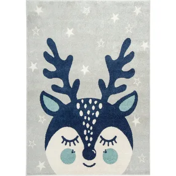 Koberec 120x170 cm ŠEDÝ KOBEREC EMILY KIDS KRÁSNÝ JELÍNEK HVĚZDIČKY DO DĚTSKÉHO POKOJE