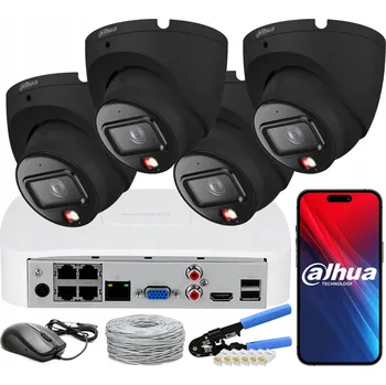 Bezpečnostní kamera MONITOROVACÍ SADA DAHUA 6MP IP 4 KAMERY IPC-HDW1639T-A-IL BLACK DUAL LIGHT