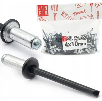 Nýt Černé trhací nýty 4 x 10 mm hliníkovo-ocelové DIN 7337 RAL 9005 100 ks