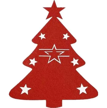 Vánoční dekorace AFF Obal na příbory s motivem vánočního stromku 12 ks červená