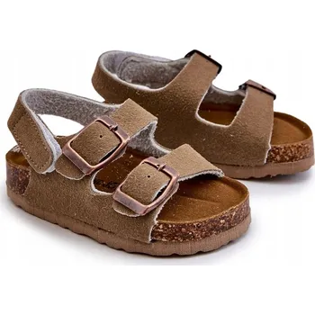 Chlapecké sandály Dětské sandály na korkové platformě se zapínáním NA SUCHÝ ZIP khaki 19