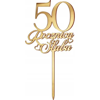 Obraz Zápich do dortu s nápisem 50. VÝROČÍ SVATBY 9,1 x 18,0 cm ZRCADLOVÝ, PLEXI