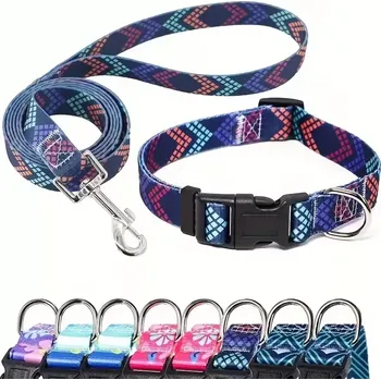 Obojek pro psa Psí obojek se sadou vodítka – Nastavitelný, polyesterový - Námořnická modrá , M