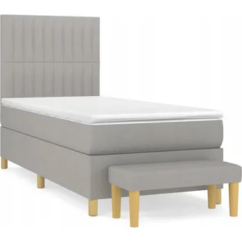Postel Kontinentální postel světle šedá 203x80x118/128 cm s matrací 80x200x20 cm