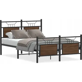 Postel Rám postele s čelem a nožním čelem, hnědý dub, 207 x 126 x 91,5 cm