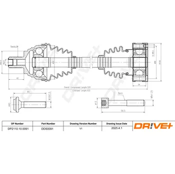 Poloosa kola Hnací hřídel - poloosa Dr!ve+ DP2110.10.0091