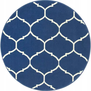Koberec Průměr 140 cm KULATÝ TMAVĚ MODRÝ KOBEREC LUNA JETEL DO OBÝVACÍHO POKOJE