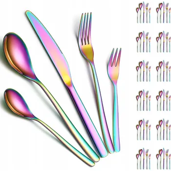 Příbor REANEA Sada Příborů 60 Kusů Titanová Duhová Pro 12 Osob