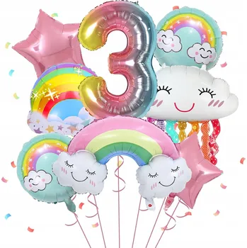 Balónek Balónky Dekorace Narozeninové Pro Oslavy 3. Narozeniny Různé Vzory Sada