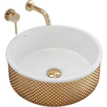 Umyvadlo Umyvadlo na desku oválné Rea Helen 42,5 cm zlaté