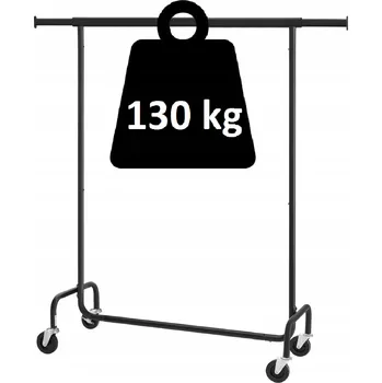 Věšák Stojanový věšák na oblečení kovový černý s kolečky