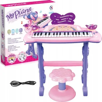 Hudební nástroj pro děti PIANO KEYBOARD DĚTSKÉ ORGÁNY STOLIČKA MIKROFON MP3 37 kláves mikrofon