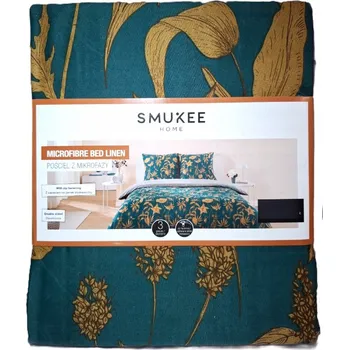 Povlečení Sada povlečení Povlečení z mikrovlákna 220 x 200 ZELENÁ ŠEDÁ KVĚTY Rostliny