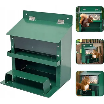 Krmítko pro ptáka Krmítko pro veverky na ořechy, kovové, zelené, 22.5x18.5x23 cm