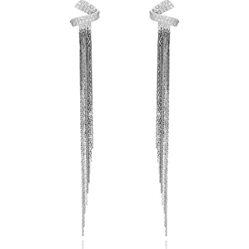 Náušnice Elegantní visací náušnice YVON ve stříbrné barvě s jemným třpytem