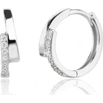 Náušnice JK Silver Náušnice kruhy s bílými zirkony - Stříbro 925