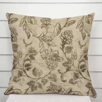 Povlak na polštářek Sametový povlak na polštář Tamara TMR-056 Hnědé zámecké květy na světle hnědém 40 x 60 cm