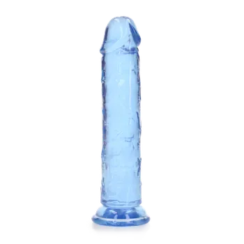 Dildo RealRock Crystal Clear Realistic 7 modré dildo s přísavkou 20 x 3,8 cm