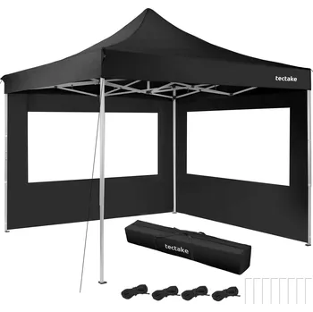 Zahradní stan TecTake GmbH 403149 skládací pavilon olivia 3x3 m s 2 bočnicemi - černá