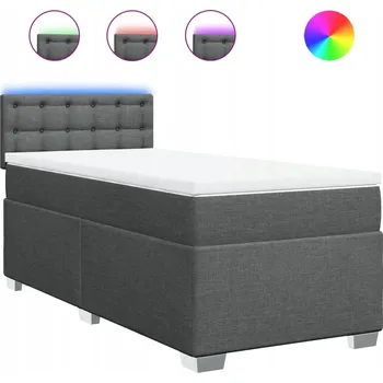 Postel Kontinentální postel s LED, tmavě šedá, 200 x 90 x 100,5 cm