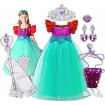 Karnevalový kostým KOSTÝM MOŘSKÉ PANNY ARIELKA MALÁ MOŘSKÁ VÍLA ŠATY KOSTÝM NA KARNEVALOVÝ PLES 140 146