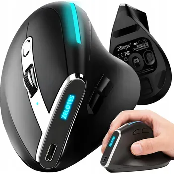 VERTIKÁLNÍ BEZDRÁTOVÁ MYŠ TICHÁ ERGONOMICKÁ MYŠ Bluetooth 2400DPI LED