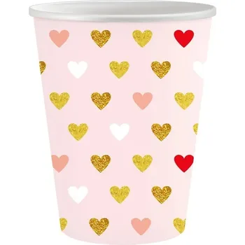 Na Jedno Použití papírové kelímky s pastelovými srdíčky