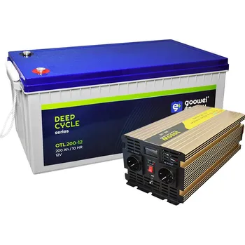 Trakční baterie Set trakční baterie GOOWEI ENERGY OTL200-12 (200Ah) + měnič ROGERELE REP3000-12 (3000W), 12V