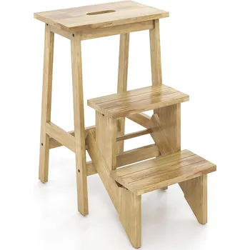 Skládací 3-stupňová stolička, přírodní