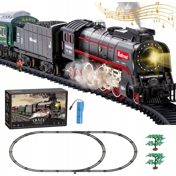 Vláček a vláčkodráha ELEKTRICKÁ ŽELEZNICE VLÁČEK VLAK LOKOMOTIVA PARNÍ S ZVUKEM A SVĚTLEM