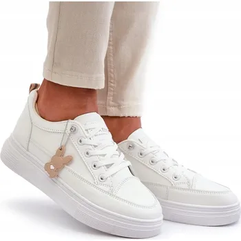 Dámské tenisky DÁMSKÉ SPORTOVNÍ BOTY TENISKY Z EKO KŮŽE S OZDOBOU BÍLÉ VINCEZA 39