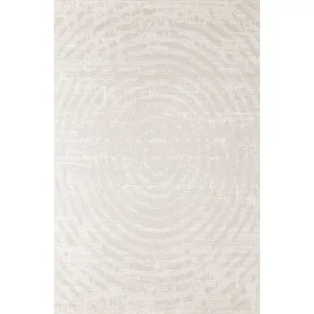 Koberec KOBEREC PRO VENKOVNÍ POUŽITÍ Z PROPLÉTANÉHO VLÁKNA KRUHY BÉŽOVÝ SISAL KRÉMOVÝ NA BALKON HAGA 140x190 cm