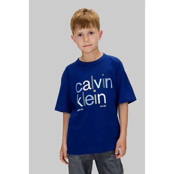 Dětské bavlněné tričko Calvin Klein Jeans IB0IB02578.128.170.9BYA námořnická modř 59X, vel. 164