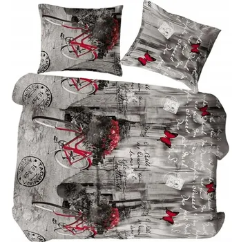 Povlečení Krepové povlečení 200x220 šedé grafitové kolo nápisy Bielawa KARO