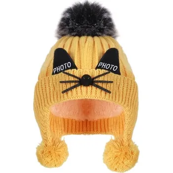 Čepice Dětská zimní čepice přes uši žlutá