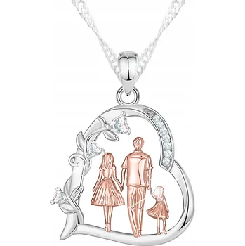 Náhrdelník Stříbrný náhrdelník Srdce se zirkony Rodina Matka s dítětem STŘÍBRO 925