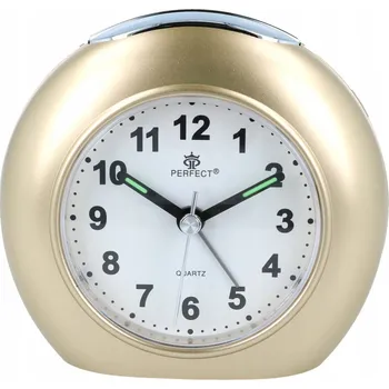 Budík Budík Perfect zlatý 9,5 cm s dobře čitelným ciferníkem a hlasitým alarmem