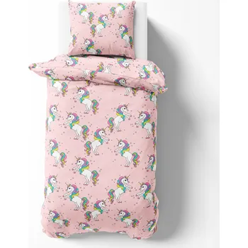 Povlečení DĚTSKÉ POVLEČENÍ 160x200cm JEDNOROŽEC UNICORN RŮŽOVÉ PINK