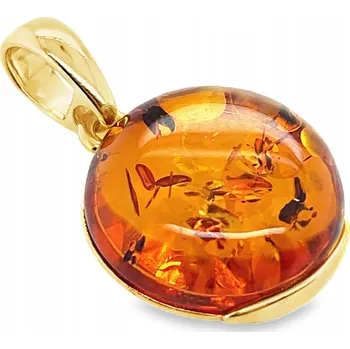 Přívěsek PŘÍVĚSEK stříbrný pozlacený PŘÍVĚSEK JANTAR ELEGANTNÍ očko FILM