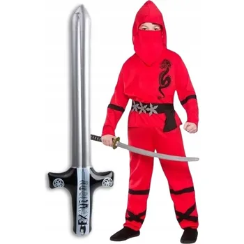 Karnevalový kostým KOSTÝM NINJA ČERVENÝ MEČ PRO DĚTI NA KARNEVAL PLES 104 110