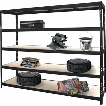 Dílenský regál Profesionální policový regál Trestles RR1 2000x2400x700, nosnost 2250 kg, 5 polic Barva: černá RR1-MGL-7024-9005