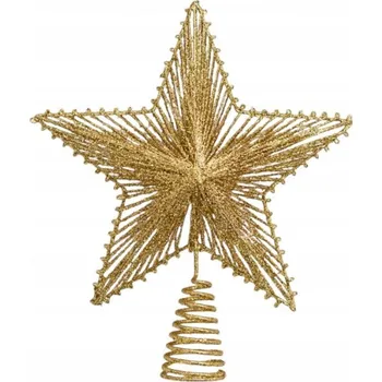 Vánoční dekorace Špička na vánoční stromek kovová XXL 30 cm LED třpytky VÁNOCE WOZ12