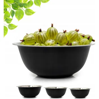 Sada 3x Nerezová Mísa 16cm, 18cm, 20cm Černá Kuchyňská pro Vaření