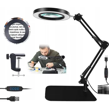 Lampička SKLÁDACÍ STOLNÍ LAMPA S 10 ÚROVNĚMI STMÍVÁNÍ A 8X ZVĚTŠOVACÍ SKLO