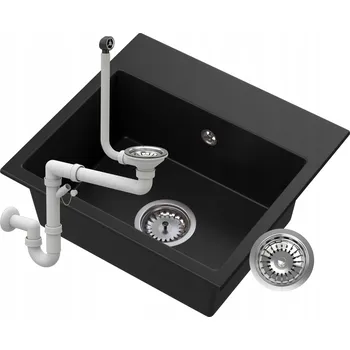 Granitový dřez Jednokomorový granitový dřez Granitan Milos černá granitová barva