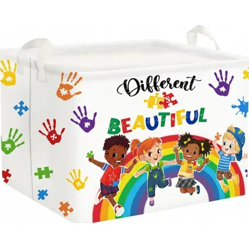 Dětsný nábytek CLASTYLE Koš na hračky dětský 36L Duhový s úchyty