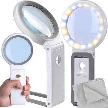 LUPA NA ČTENÍ ZVĚTŠOVACÍ SKLO S PODSVÍCENÍM SKLÁDACÍ 2V1 30x 10x