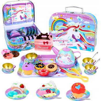 Obraz KOVOVÁ ČAJOVÁ SADA PRO DĚTI V KUFRÍKU PŘÍSLUŠENSTVÍ SLADKOSTI KUFŘÍK