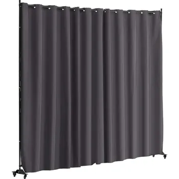 Paraván Paraván 308 x 245 cm na kolečkách, skládací, volně stojící, šedý